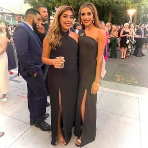 Black high-neck halter dress